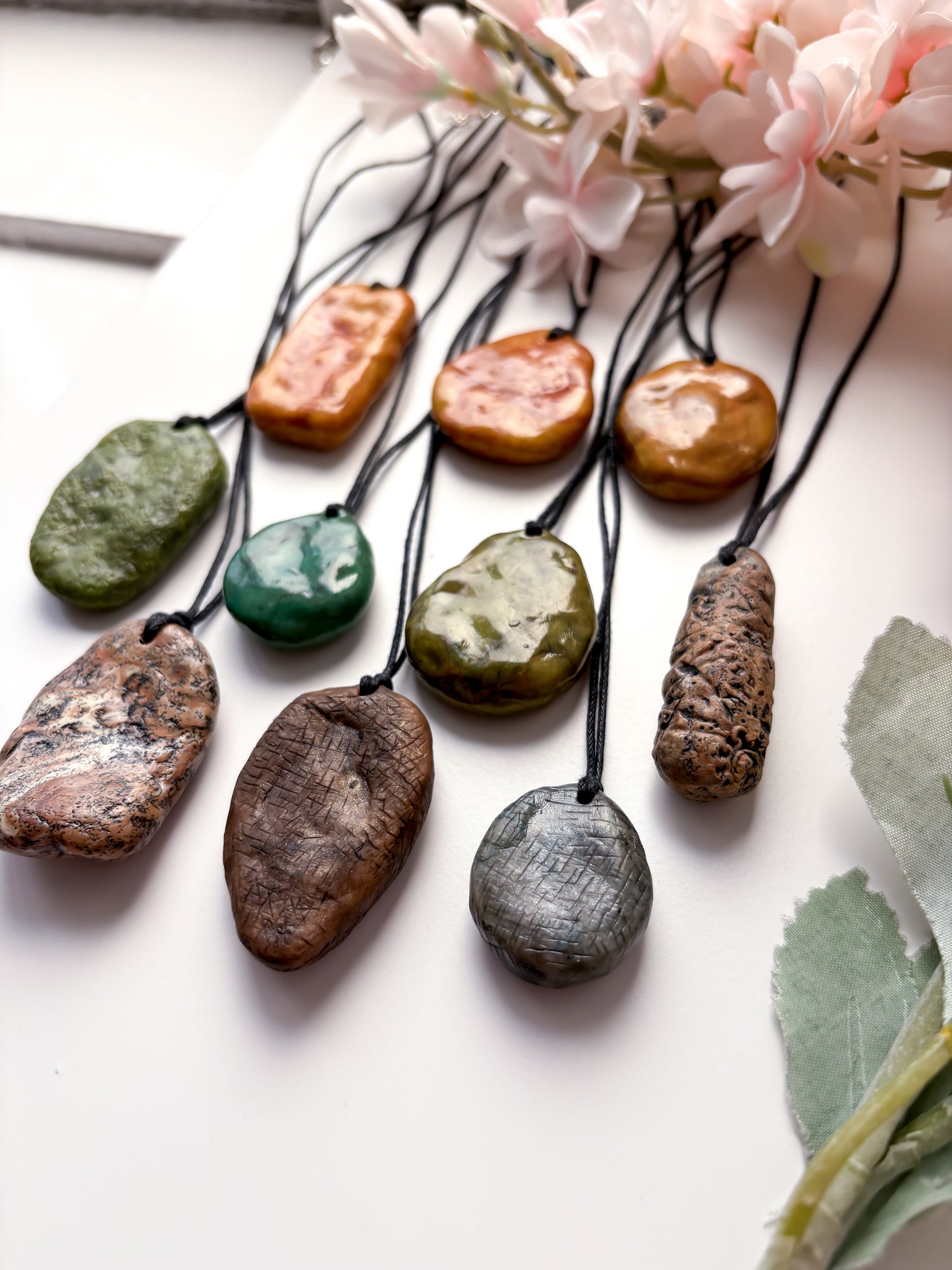 OOAK fake stone pendants