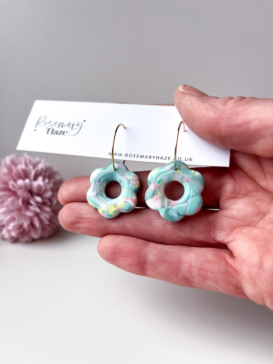 Aquamarine Flower Hoops 🏡