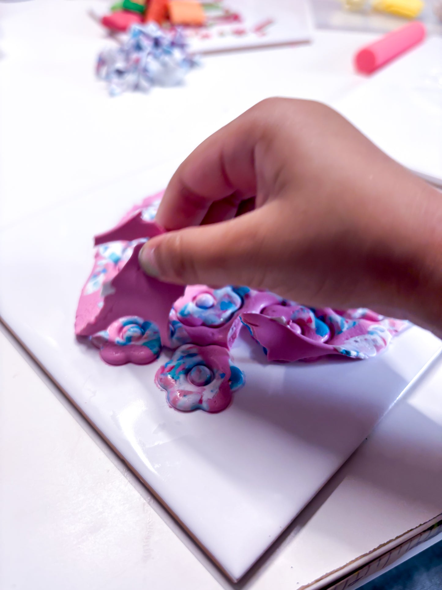 Pink/Yellow & Blue Flower Hoops
