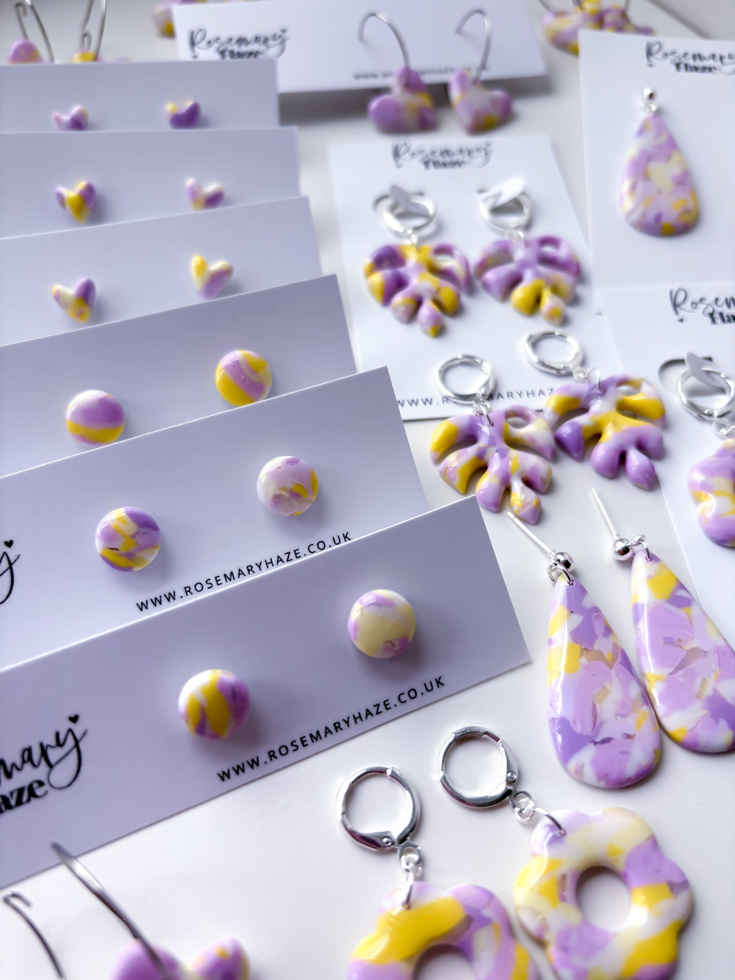 Lavender & Lemon Mini Heart Studs