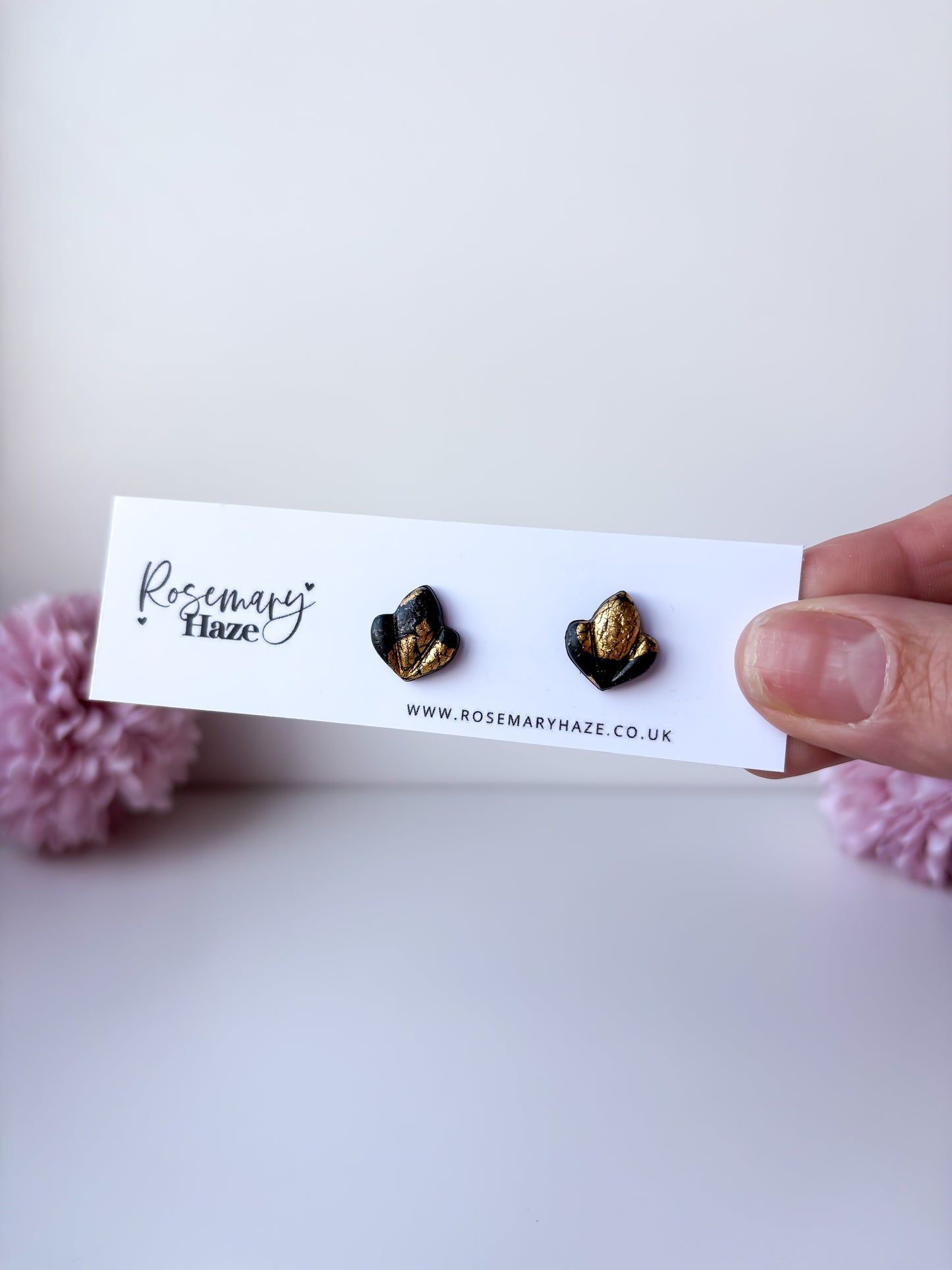Black & Gold Leaf Studs