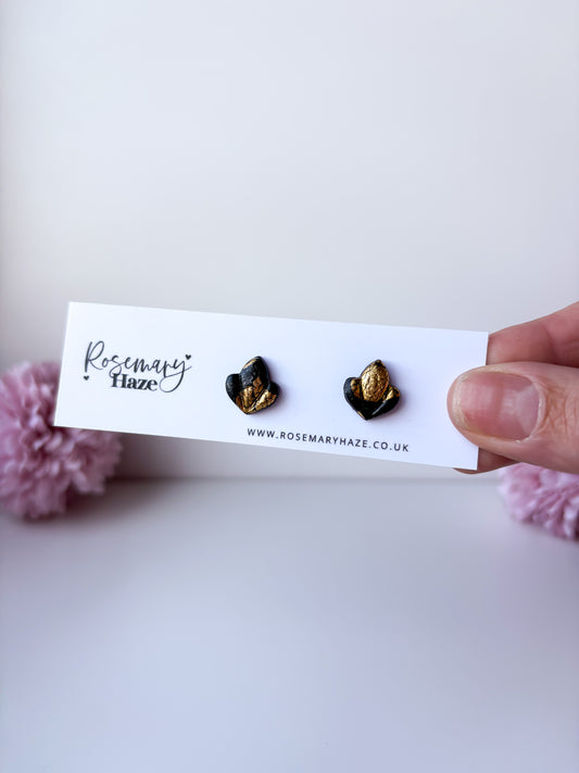 Black & Gold Leaf Studs