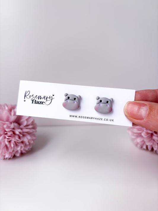 Cute Animals Studs - Hippo
