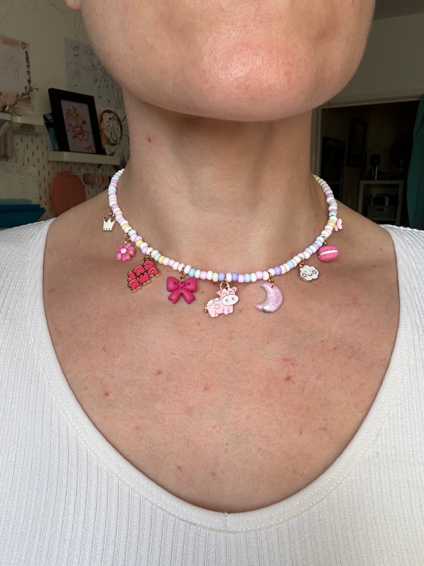 OOAK choker necklace - pink