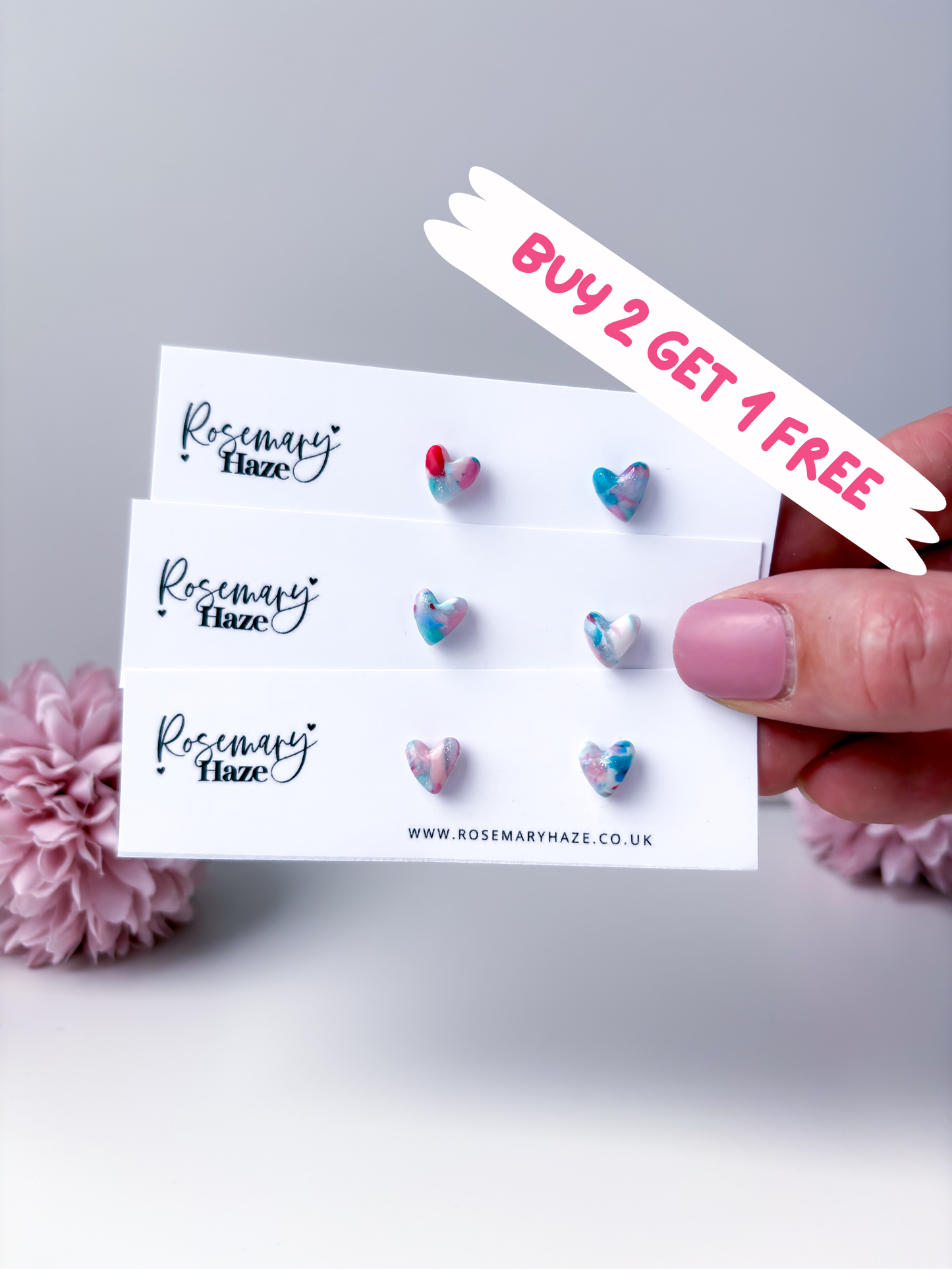 Blue Raspberry Mini Heart Studs