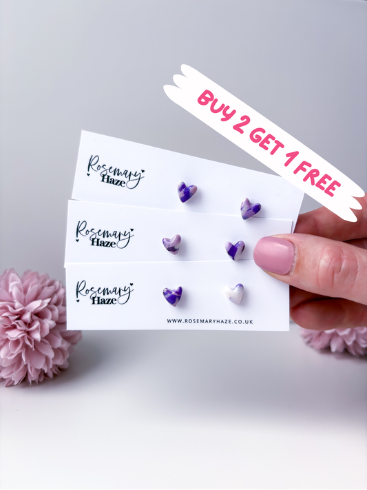 Purple Mini Heart Studs