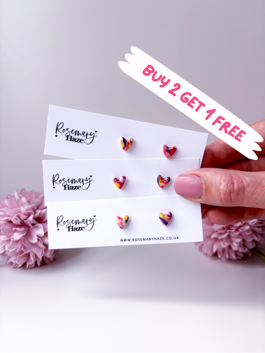 Summer Bouquet Mini Heart Studs