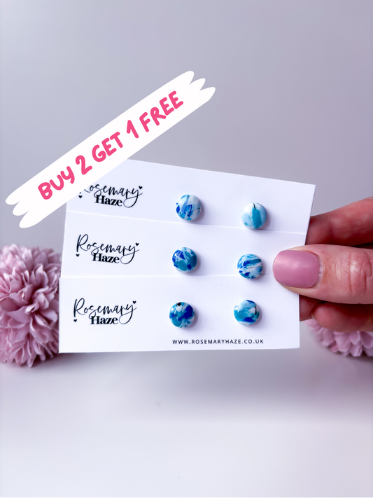 Ocean Blue Circle Studs