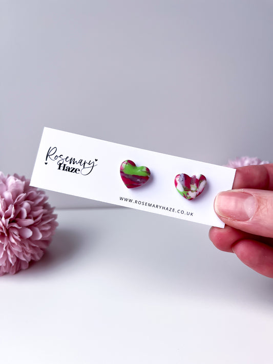 Dragonfruit Chubby Heart Studs