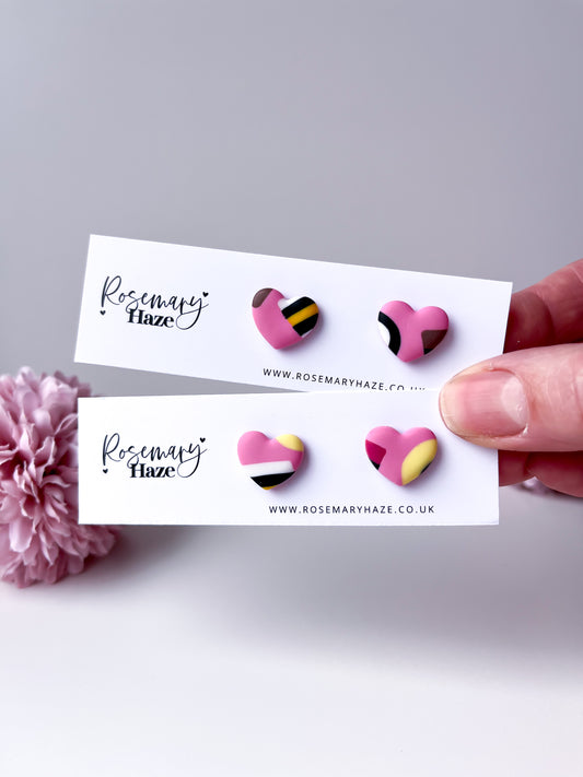 Pink Liquorice Chubby Heart Studs