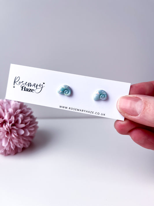 Aquamarine Shell Studs