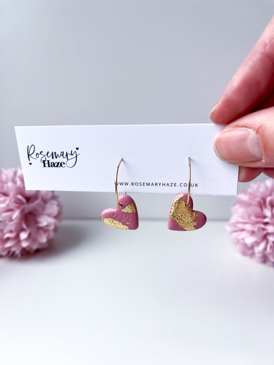 Heart Hoops - Dusty Rose