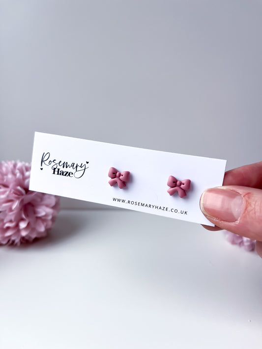 Bow Studs - Dusty Rose