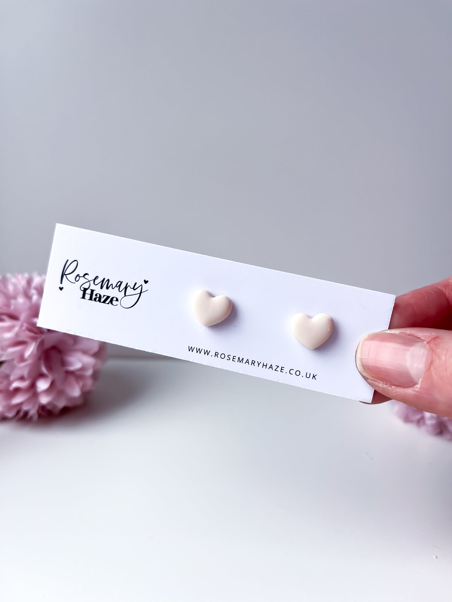 Mini Heart Studs - Almond Milk