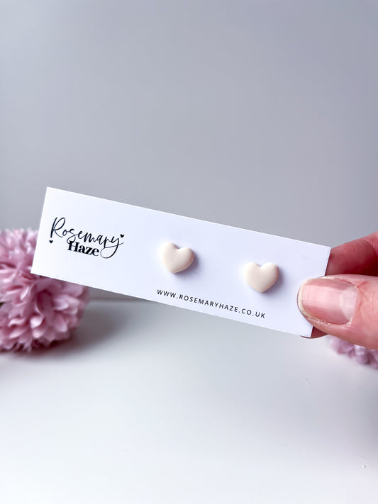 Mini Heart Studs - Almond Milk