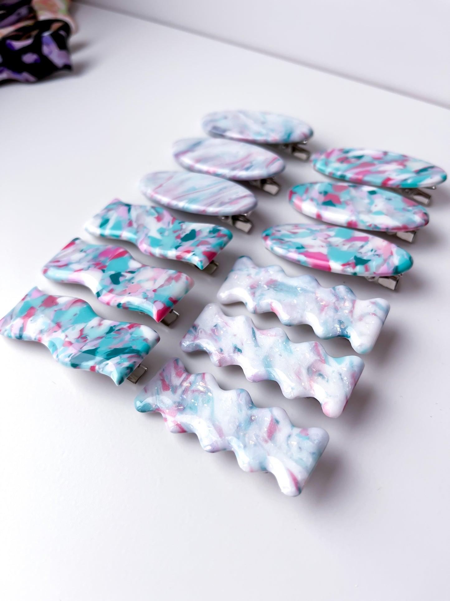 Pink Mint Hair Clips