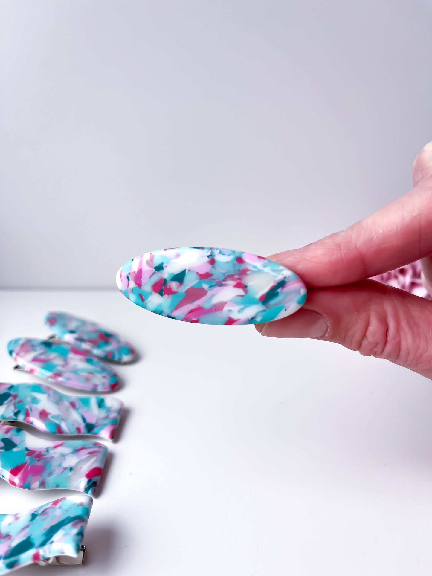 Pink Mint Hair Clips