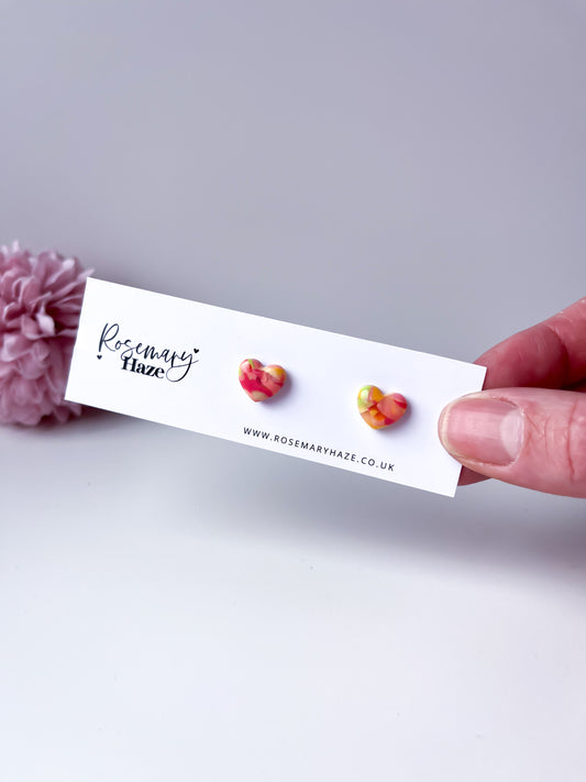 Fruit Salad Mini Heart Studs