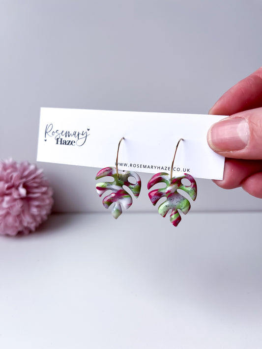 Dragonfruit Monstera Earrings