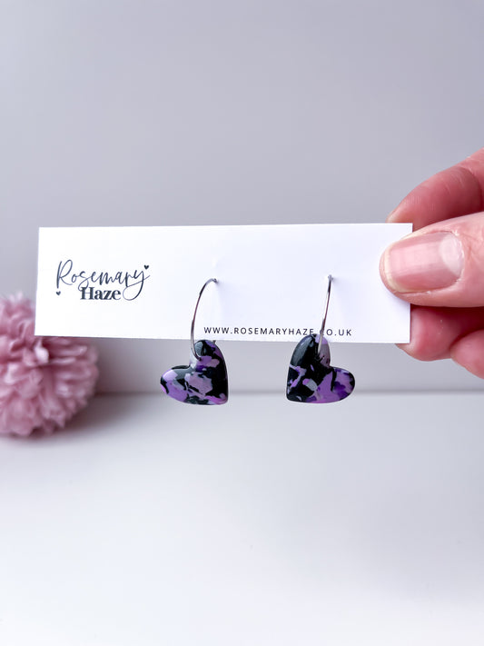 Black & Purple Heart Hoops