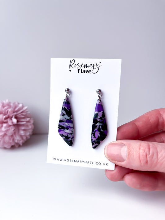 Black & Purple Earrings - Day 34 🏡