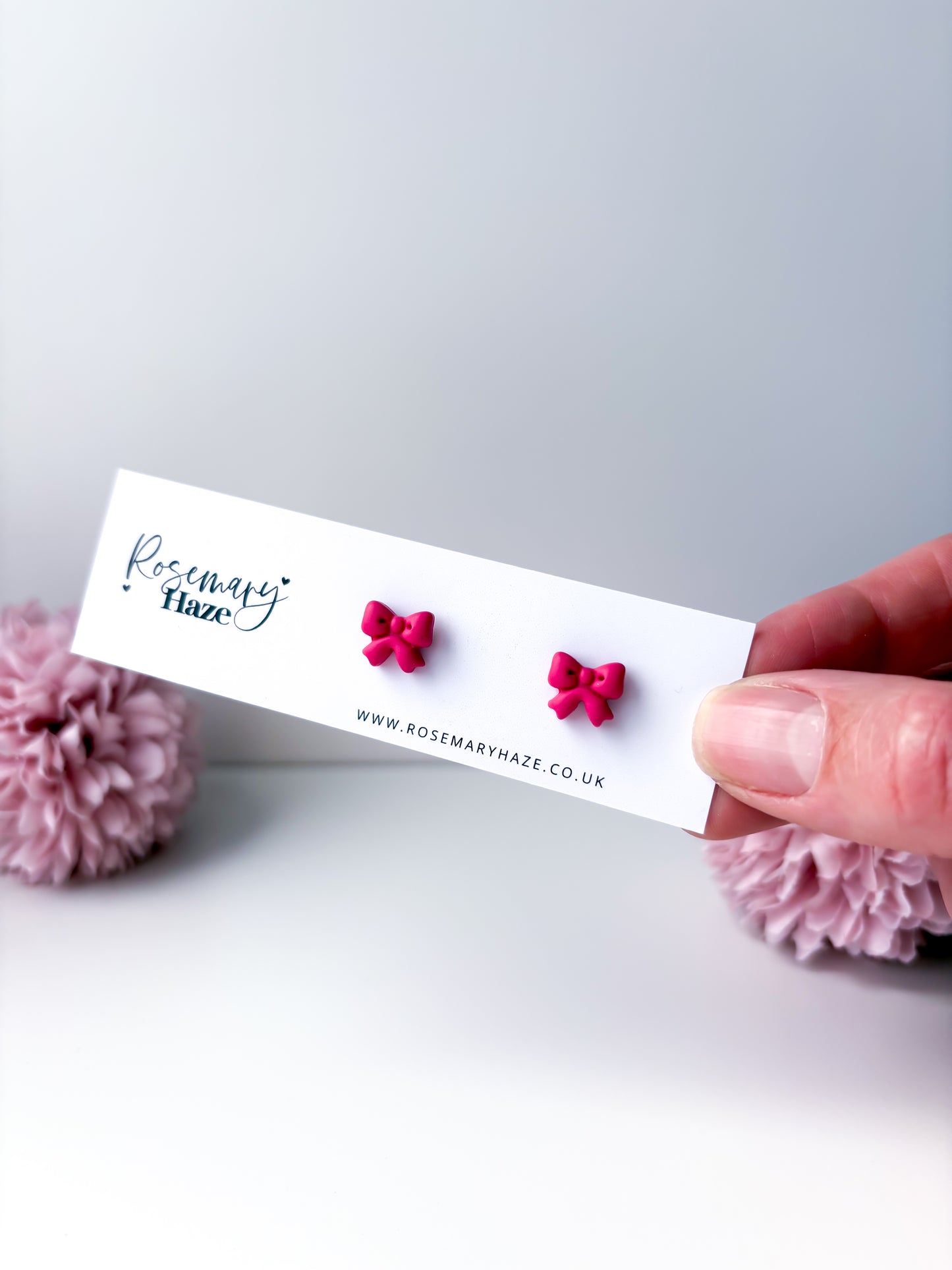 Bow Studs - Hot Pink