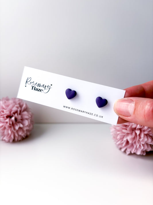 Mini Heart Studs - Sunset Purple