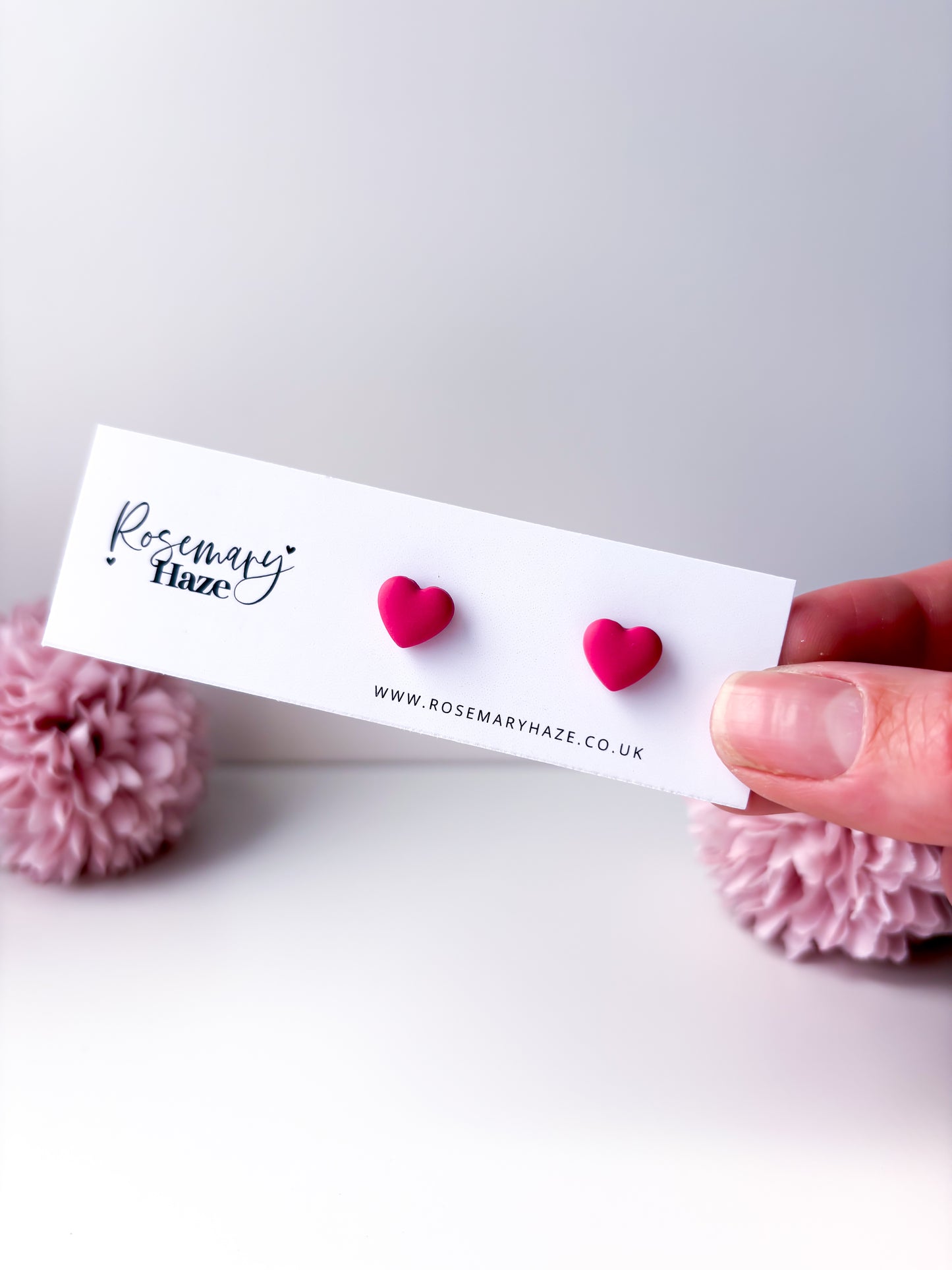 Mini Heart Studs - Hot Pink