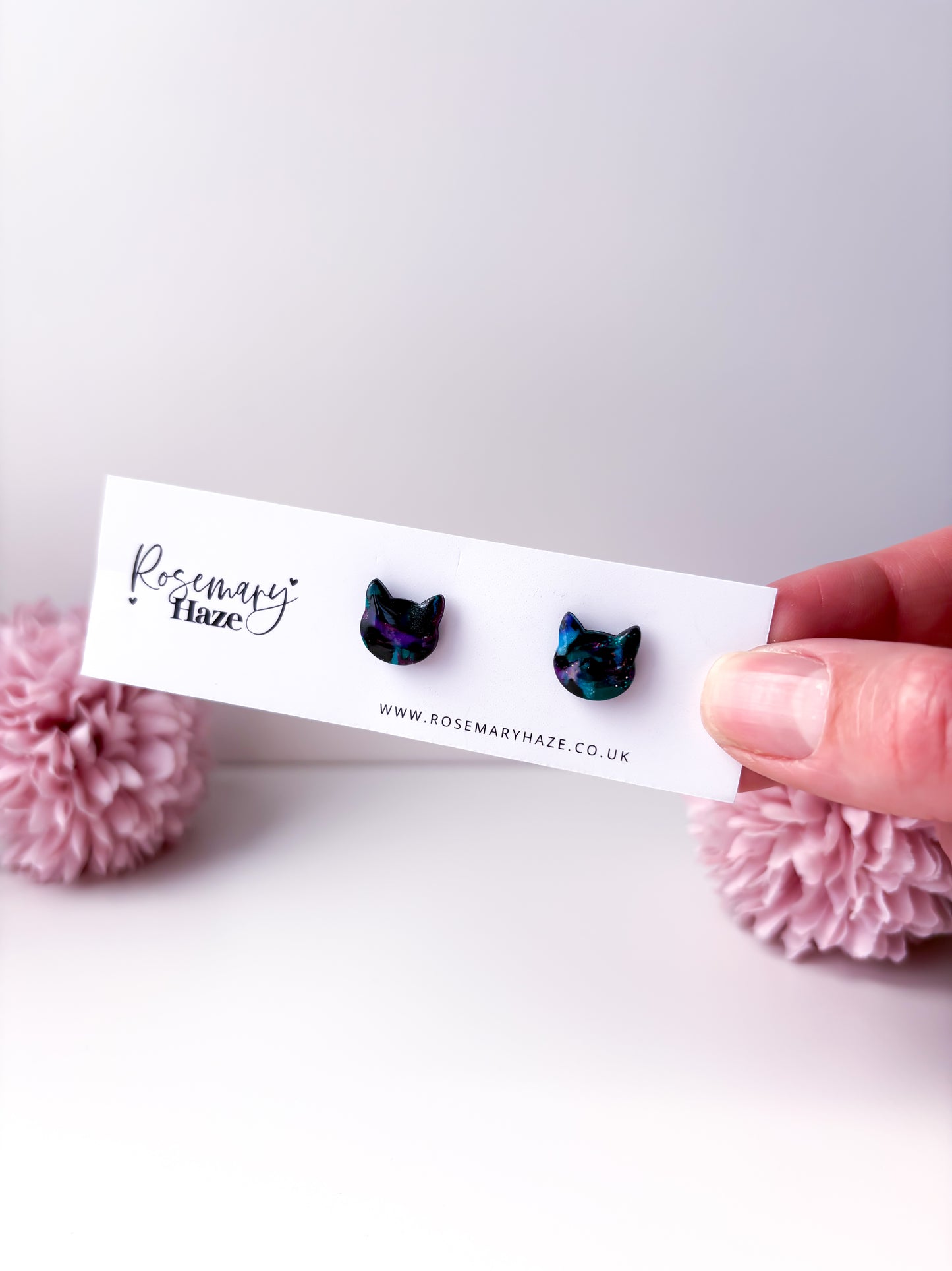 Galaxy Cat Stud Earrings