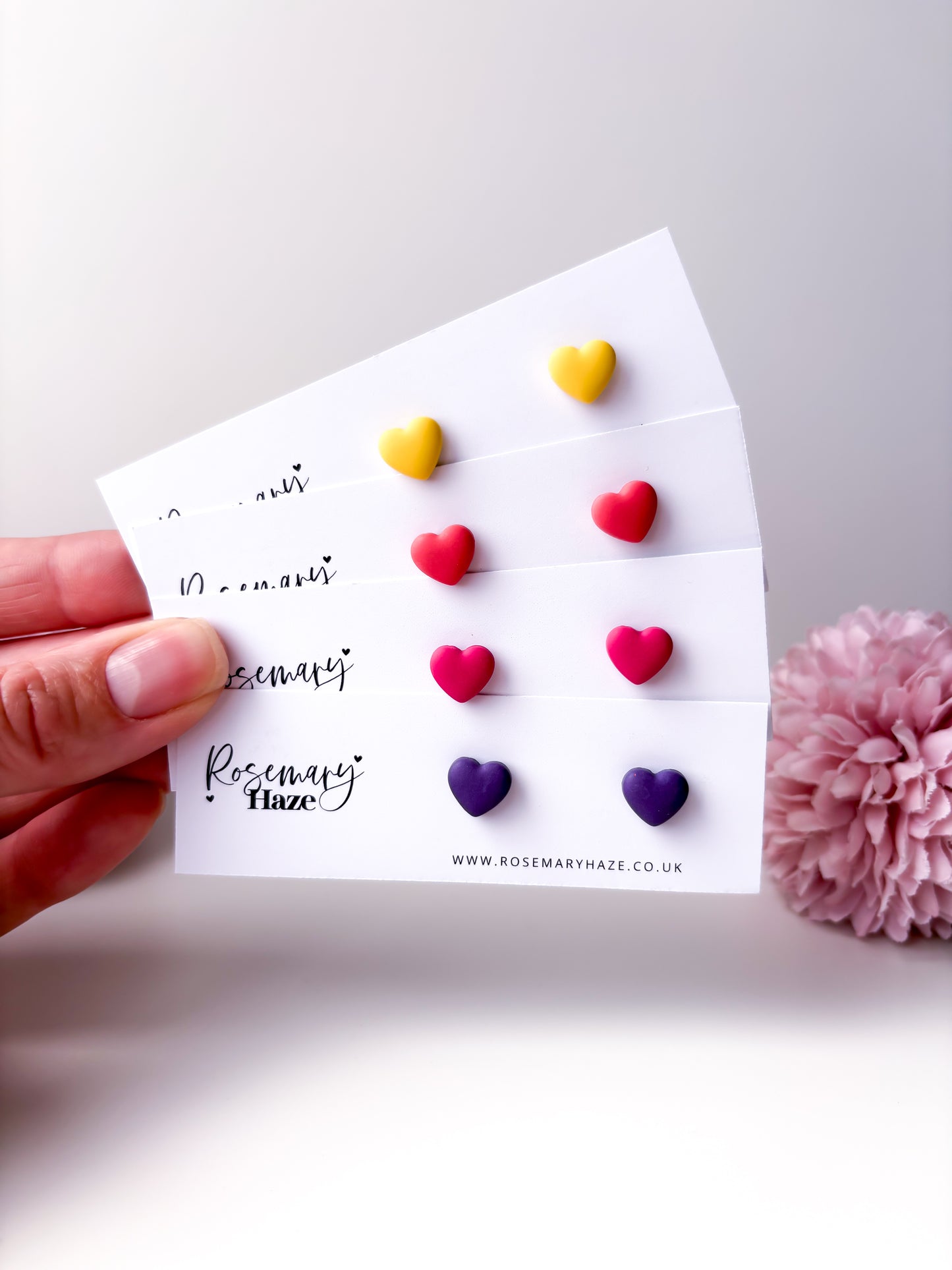 Mini Heart Studs - Sunset Purple