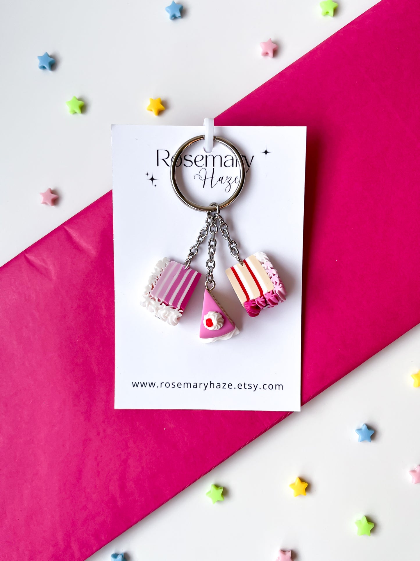 Pink Cake Keychain