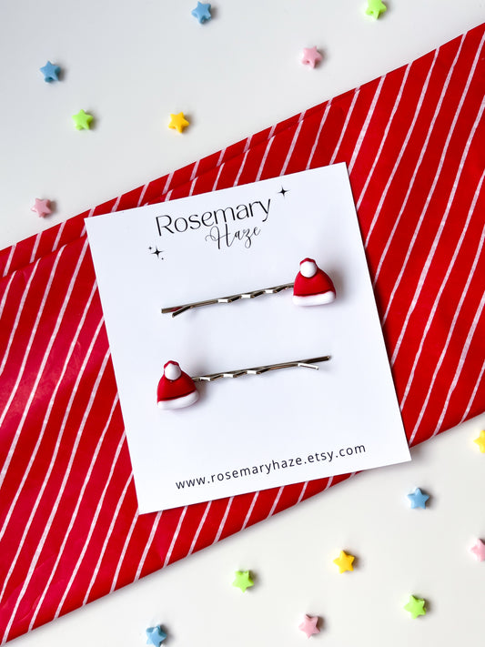 Santa Hat Hair Pins