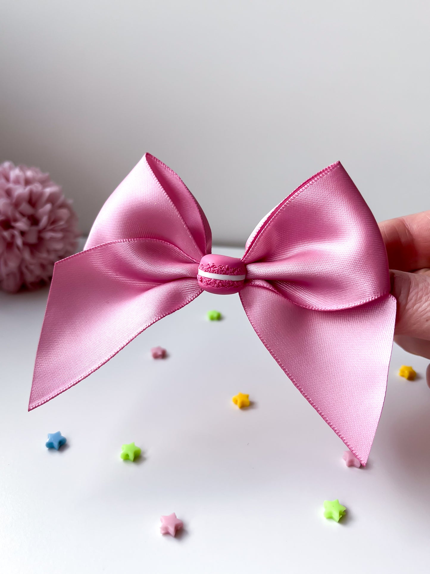 Pink Macaron Hair Bow Clip