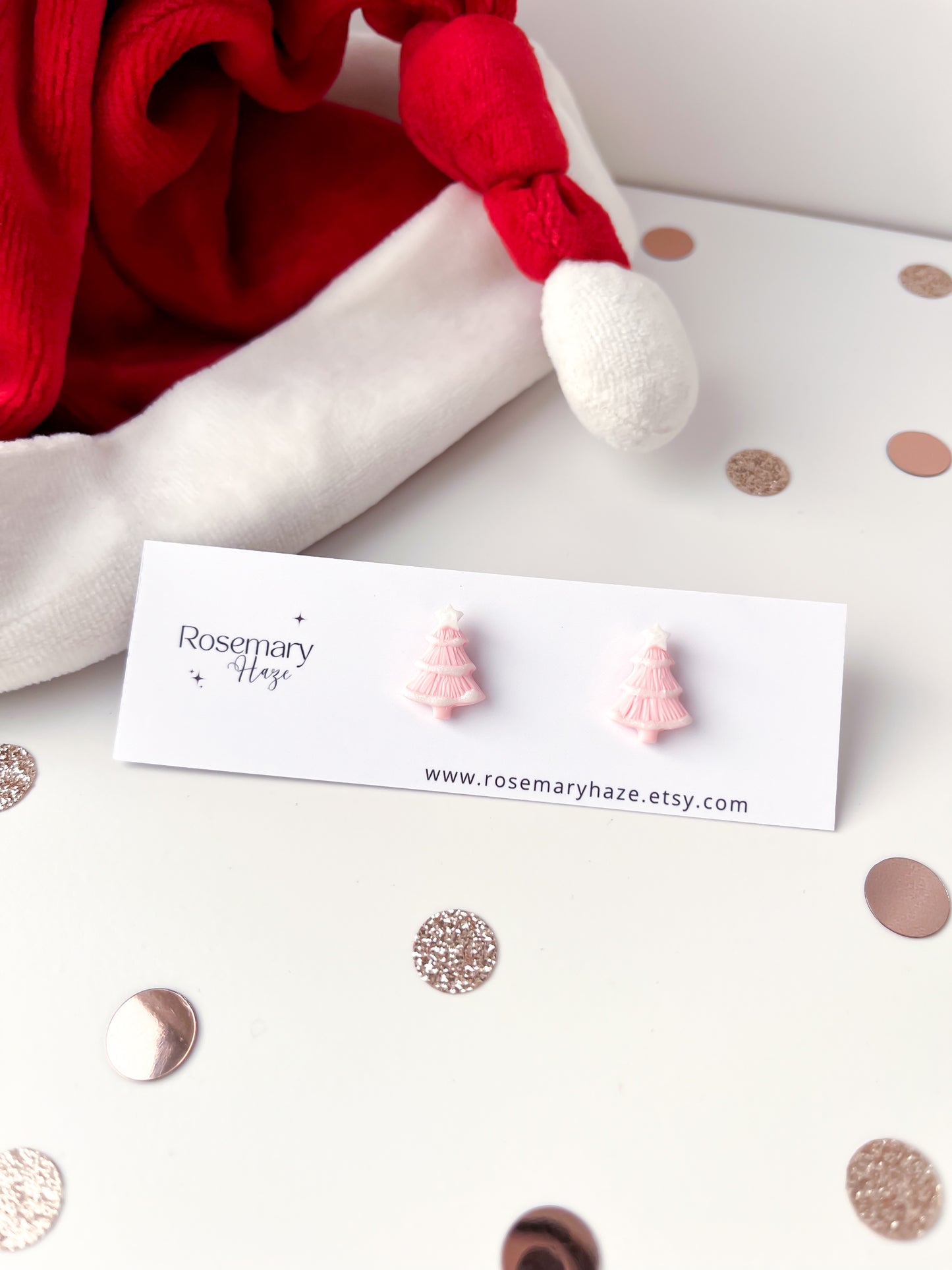 Pink Christmas Tree Stud Earrings - BUY 2 GET 1 FREE 🎉