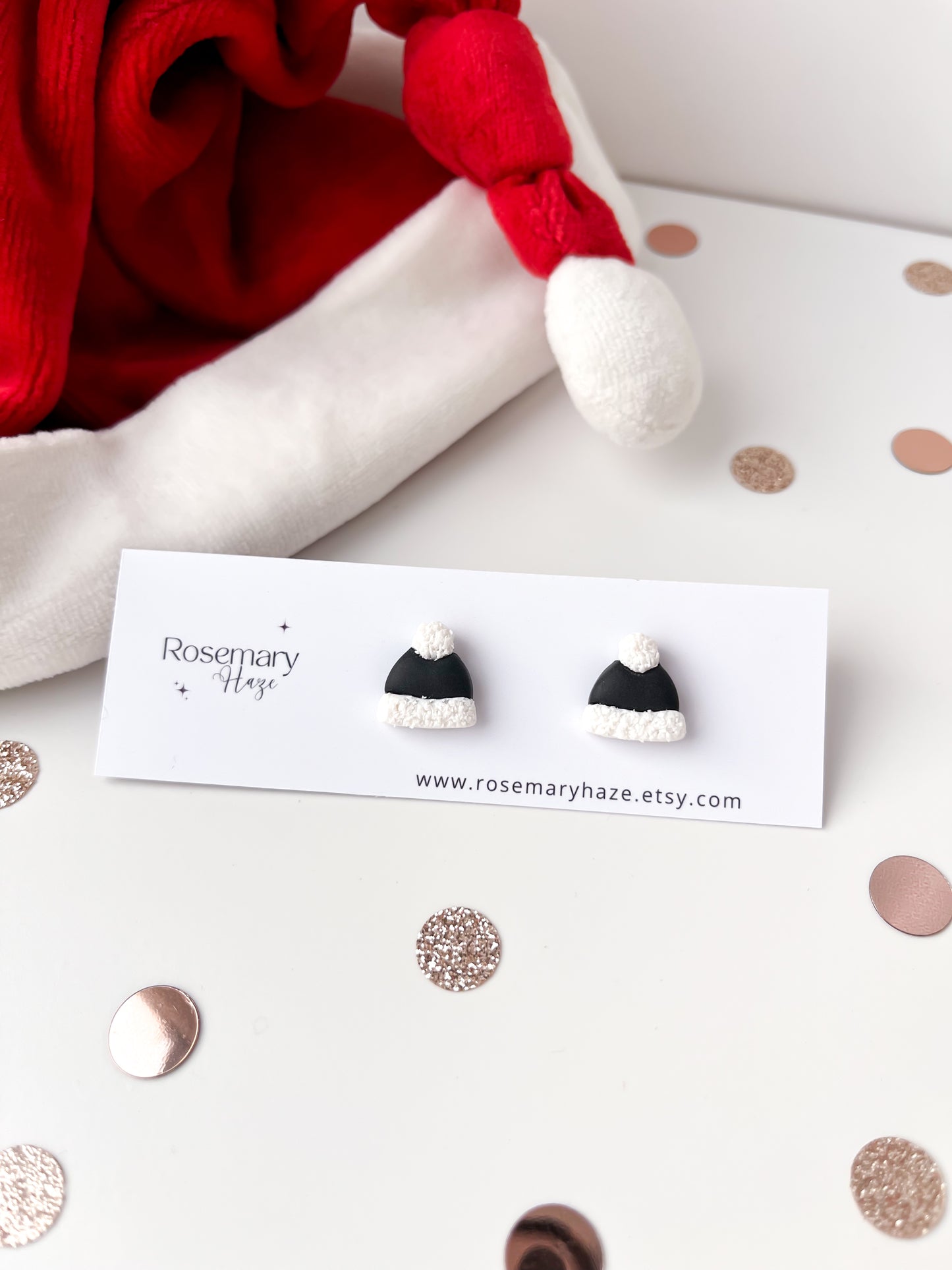 Black Santa Hat Stud Earrings - BUY 2 GET 1 FREE 🎉