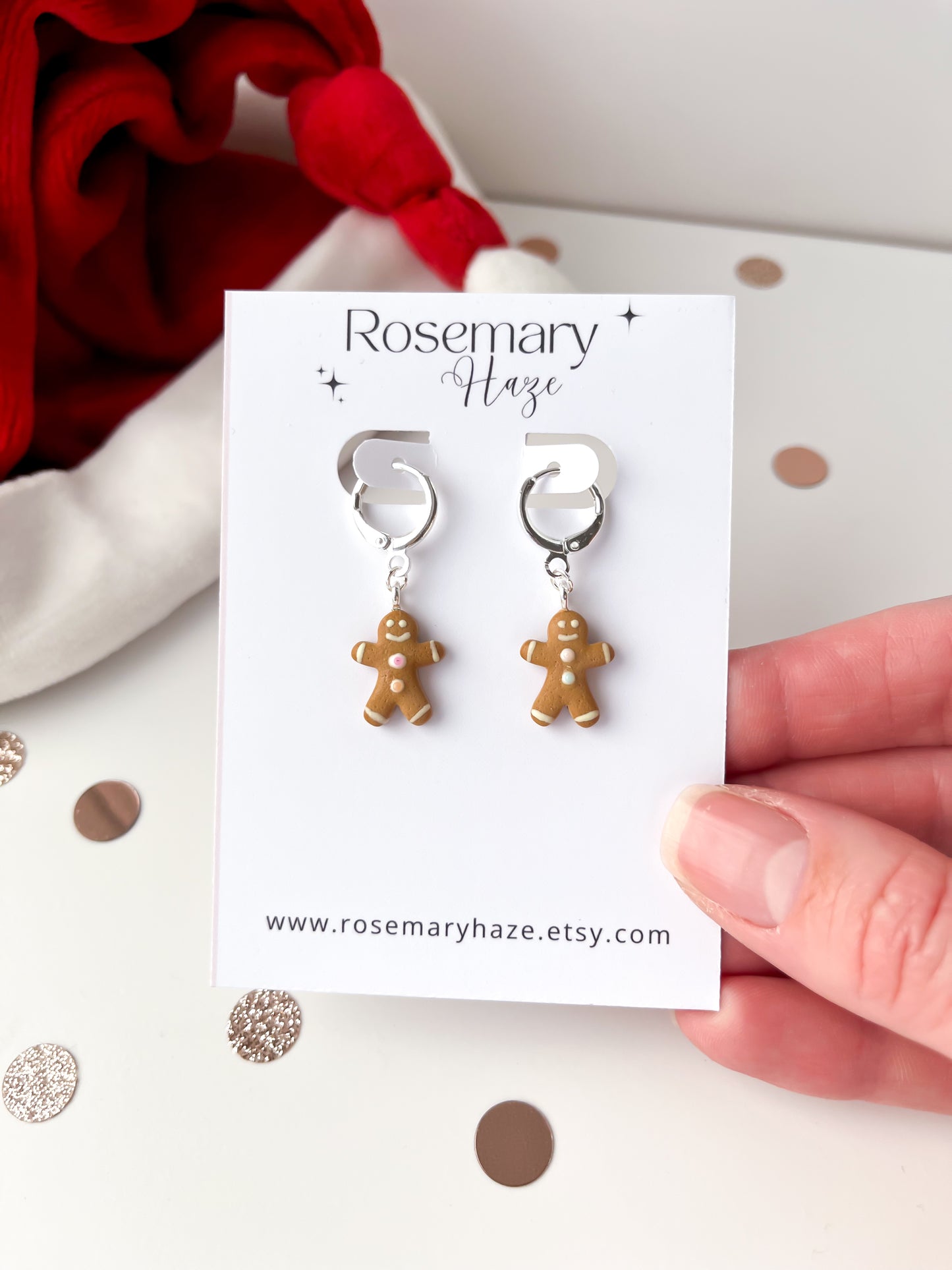 Gingerbread Man Huggie Hoop Earrings