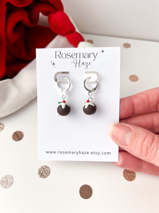 Christmas Pudding Huggie Hoop Earrings