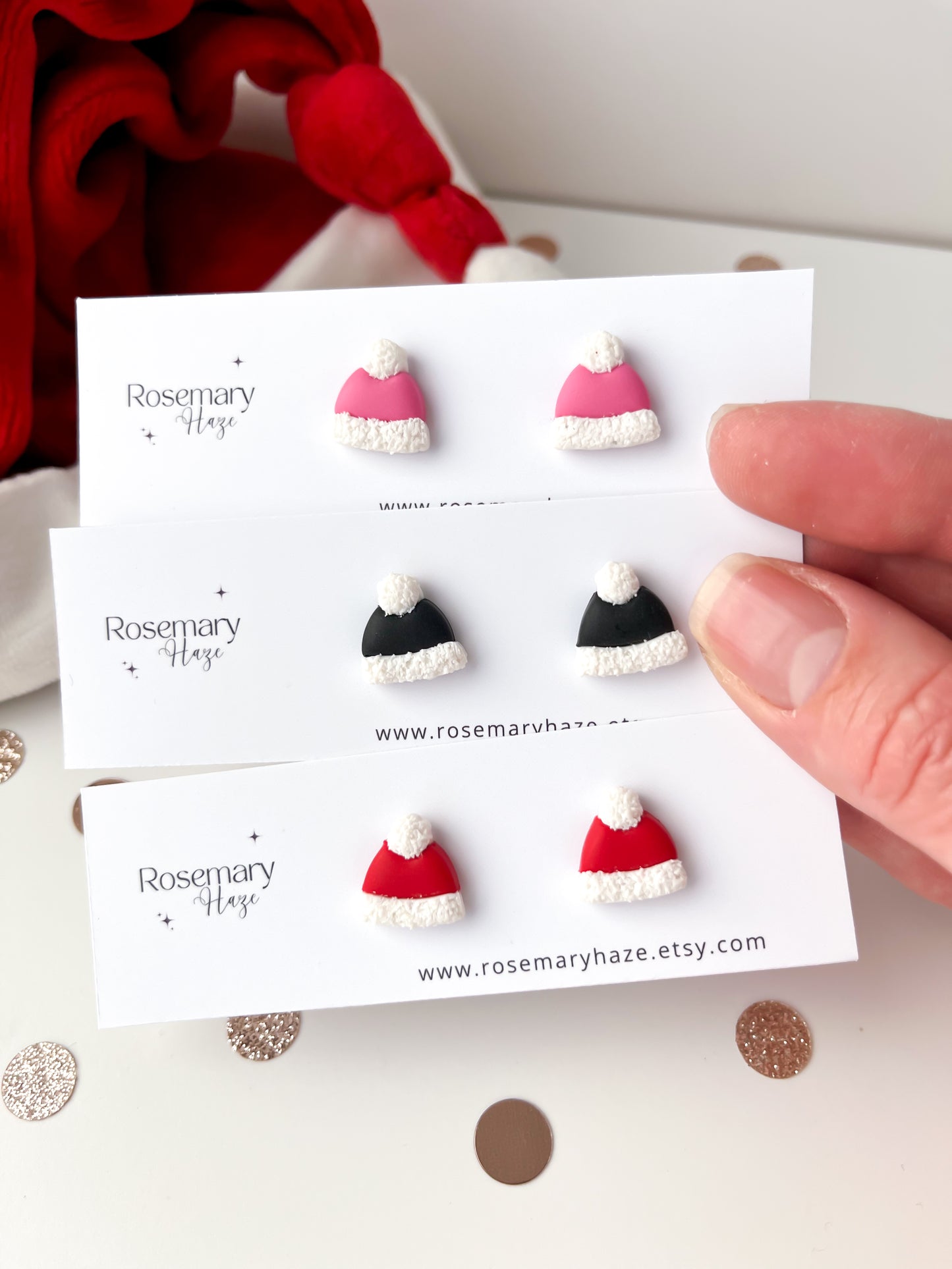 Black Santa Hat Stud Earrings - BUY 2 GET 1 FREE 🎉