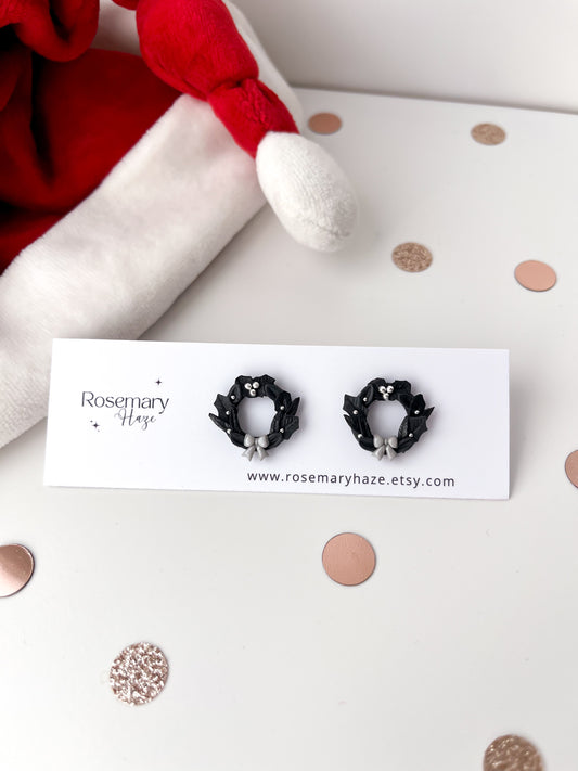 Black Wreath Stud Earrings - BUY 2 GET 1 FREE 🎉