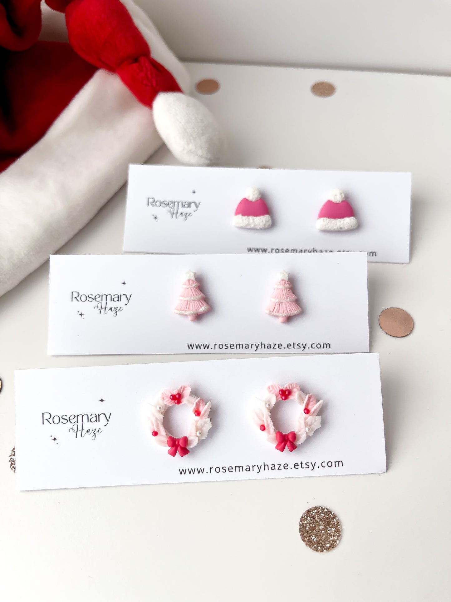 Pink Santa Hat Stud Earrings - BUY 2 GET 1 FREE 🎉