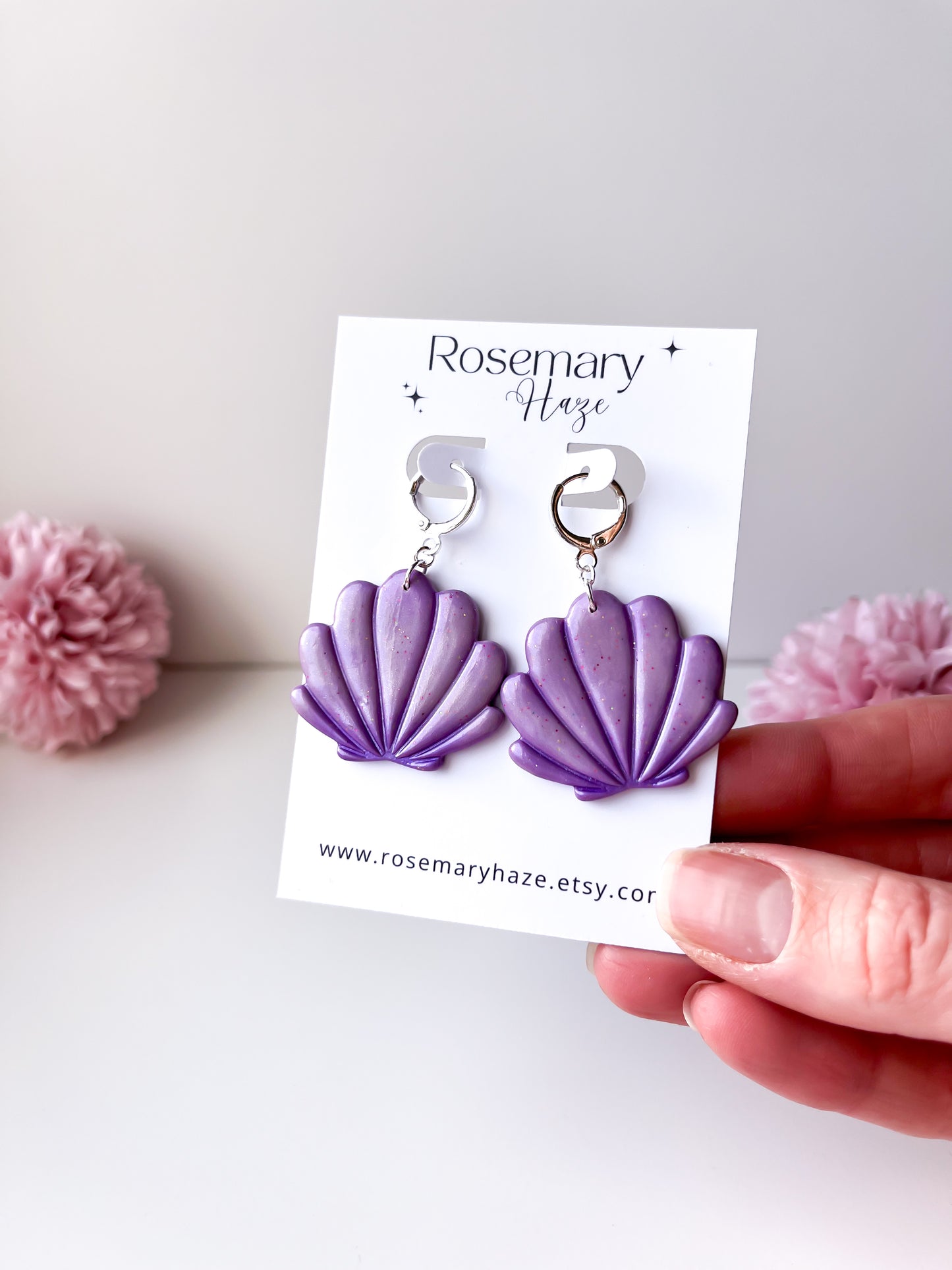 Purple Shell Earrings