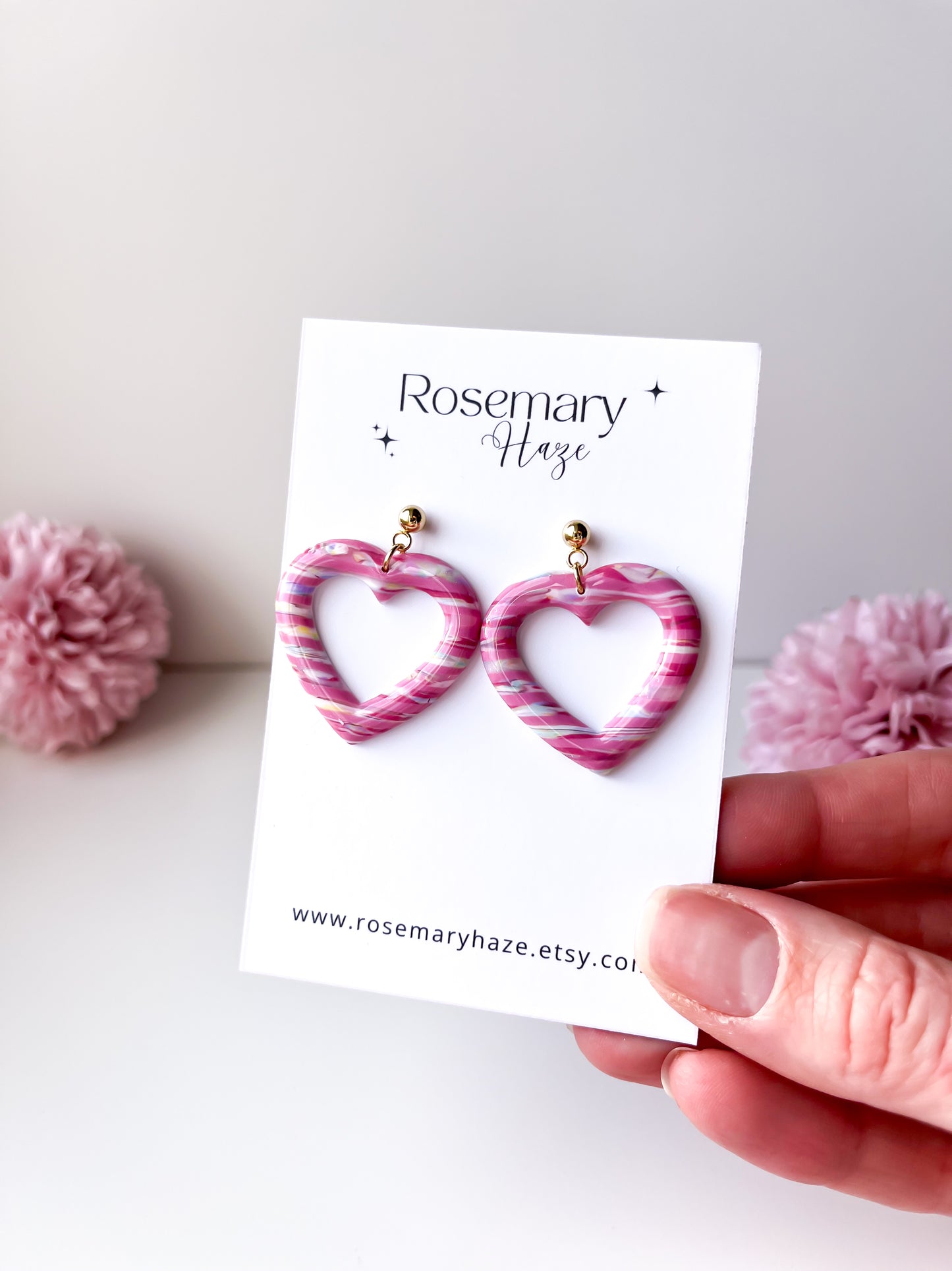 Pink Heart Dangles