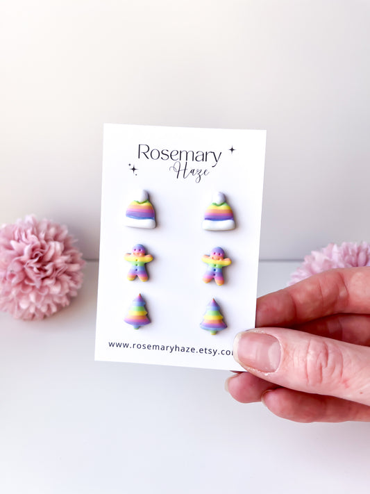 Rainbow Christmas Stud Pack