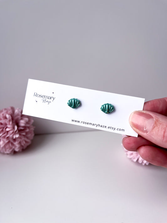 Teal Shell Studs