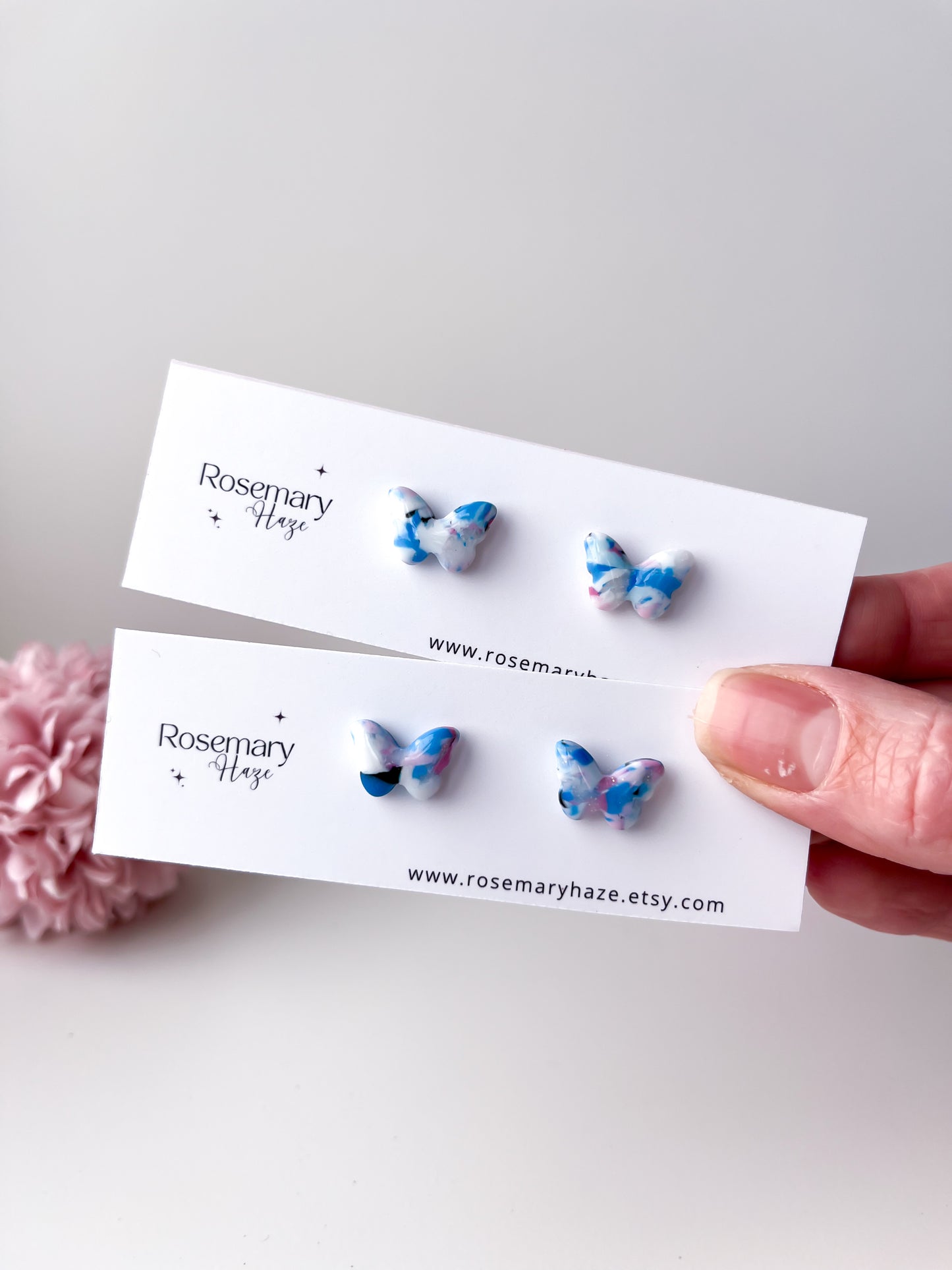 Zero Waste Blue & Pink Studs *new butterfly option added*
