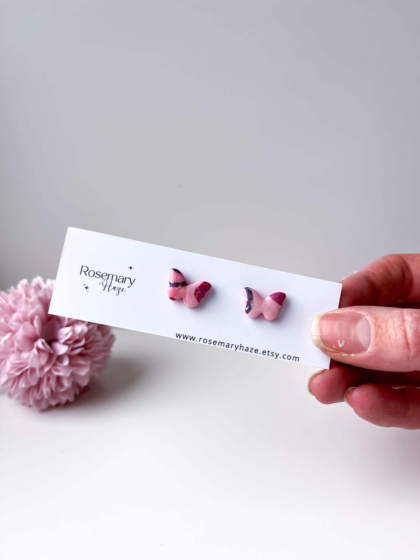 Dreamy Pink Butterfly Studs