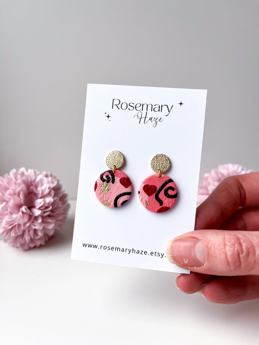 Circle Drop Valentines Earrings
