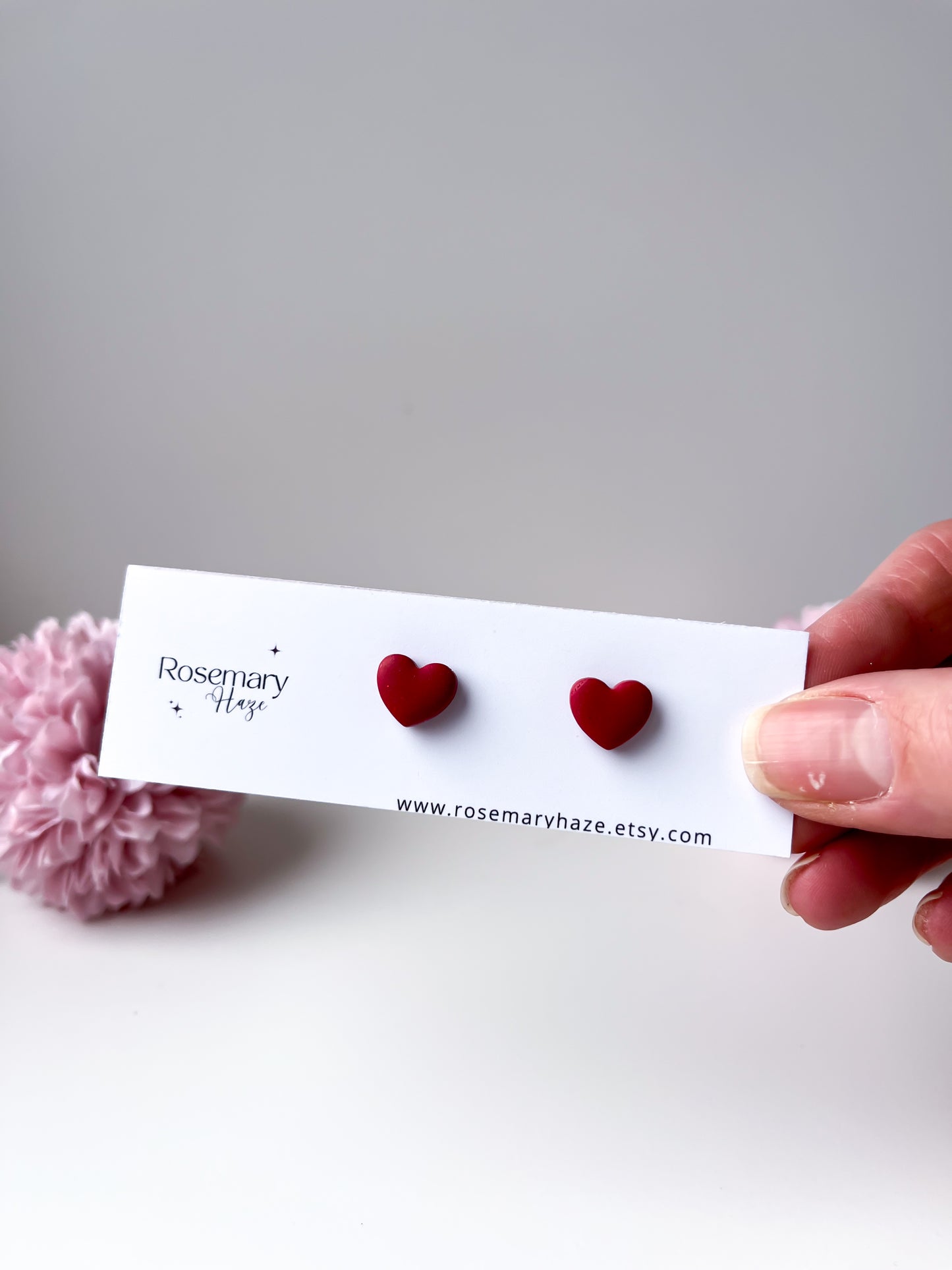 Dark Red Heart Studs