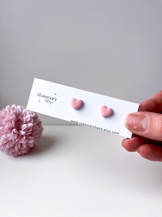 Baby Pink Heart Studs
