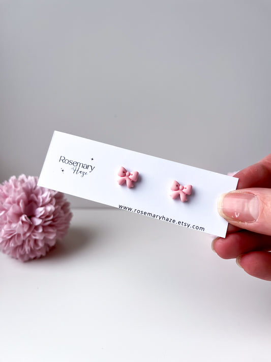 Baby Pink Bow Studs